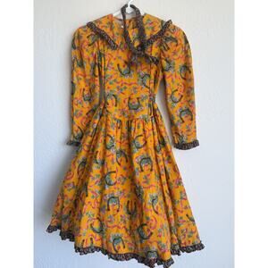 VTG Wee Clancy Girl’s Cotton Horseshoe Dress Sz 8 With Headband Cowgirl Western